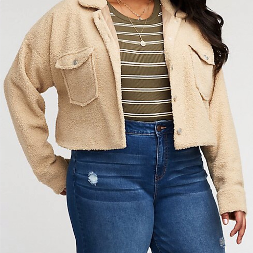 Charlotte Russe Fuzzy Button Up Coat/Sweater